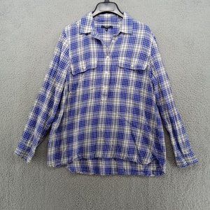 Madewell Shirt Womens Large Royal Blue‎ Plaid Cabincore Classic Preppy Outdoors